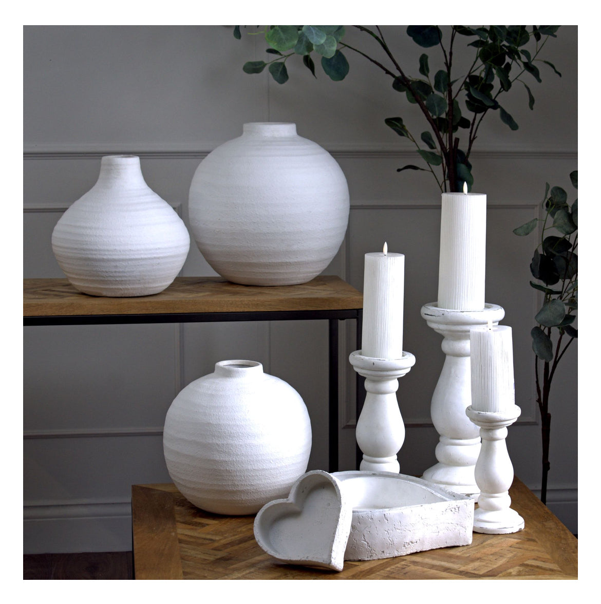 Tiber Large Matt White Ceramic Vase