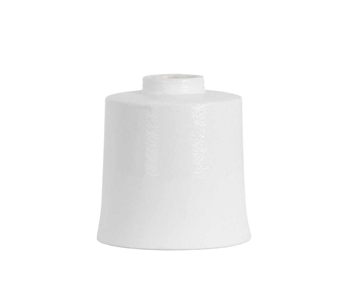 White With Grey Detail Large Cylindrical Ceramic Vase