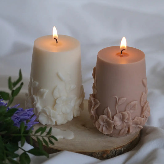 Flower Pillar Candle | Home Decor | Wildflower Candles