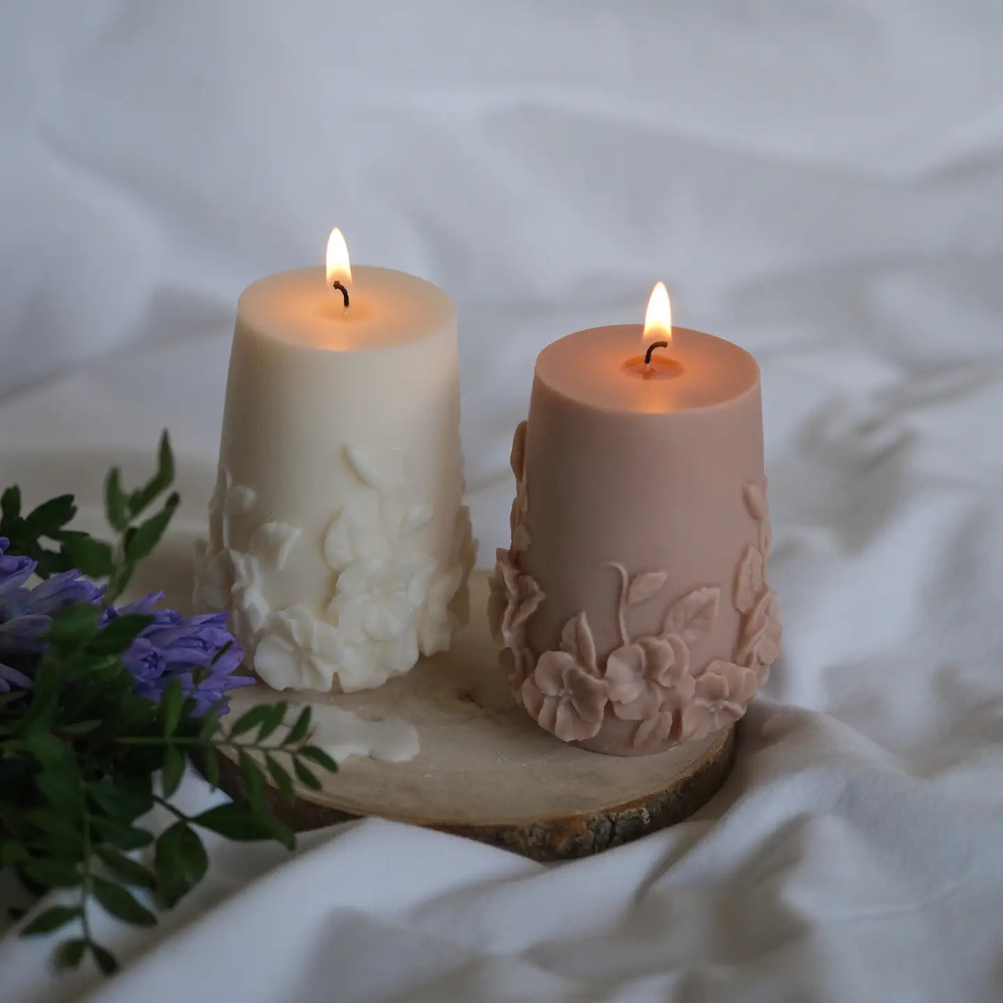 Flower Pillar Candle | Home Decor | Wildflower Candles